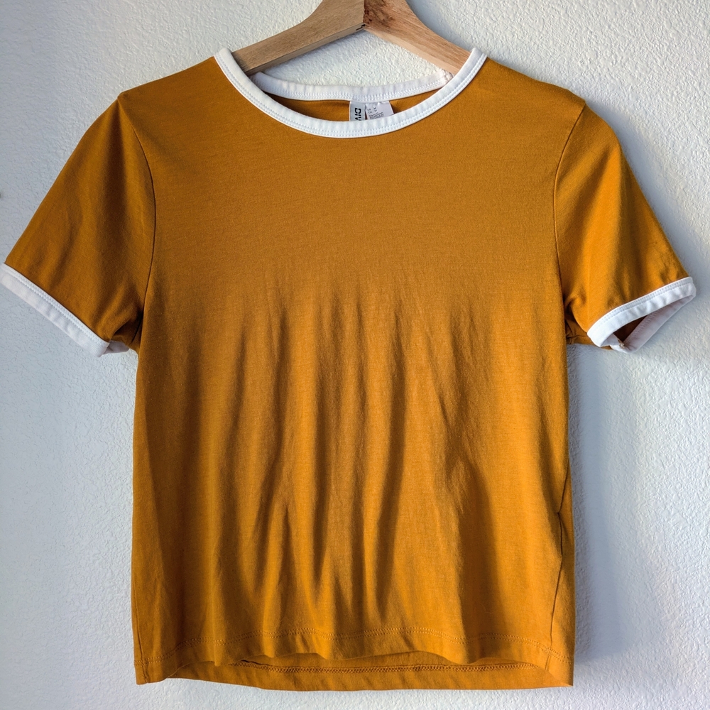 H&M Mustard Yellow Tee with White Trim